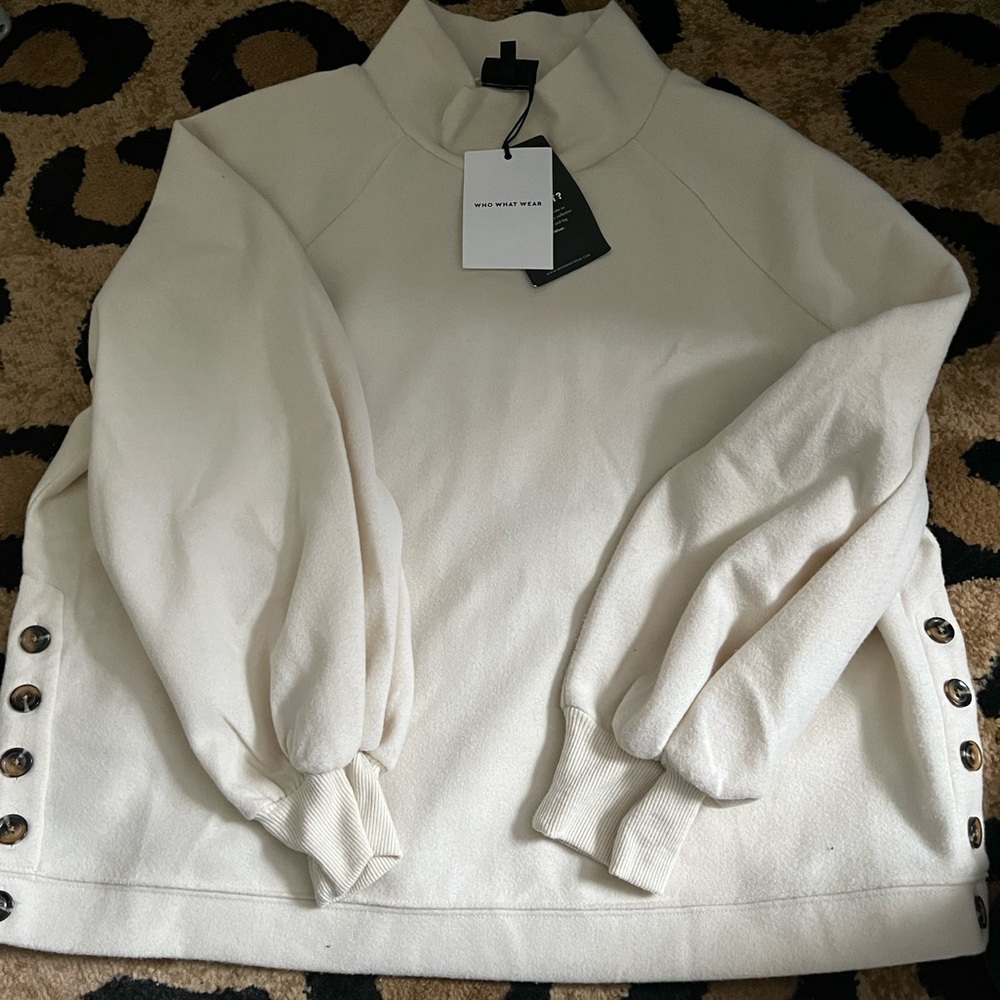 NWT Size XXL Cream Mock Turtleneck Sweater by WHO What Wear